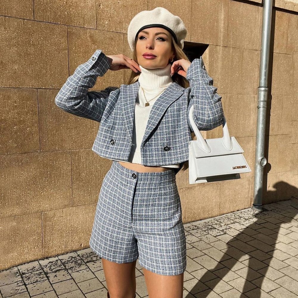Zara Textured Tweed Cropped Blazer - Picture 12 of 15